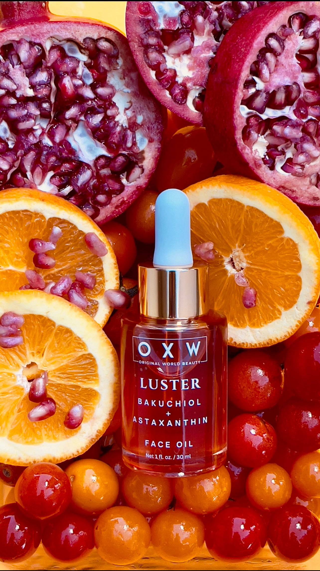 luster face oil with fruits