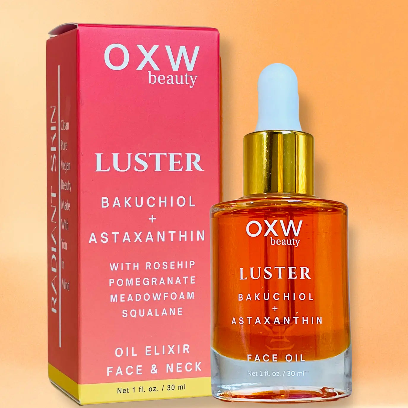 Luster Bakuchiol + Astaxanthin Face Oil Retinol Alternative Original World Beauty